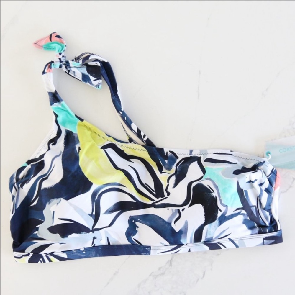 ⭐ Coastal Blue Knotted One Shoulder Bikini Top XL